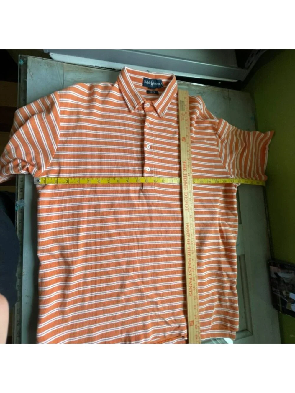 Ralph Lauren Polo Shirt Large Striped Big Shirt Short Sleeve Collared Golf Cotto